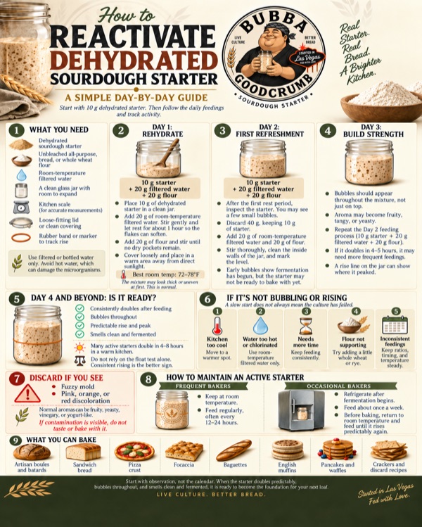 How to reactivate dehydrated sourdough starter, a simple day-by-day guide
